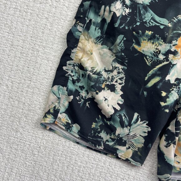 Y2K Oneill Board Shorts Mens 34 Blue / Black Floral Swim Trunks Beach Surfing - Picture 2 of 13